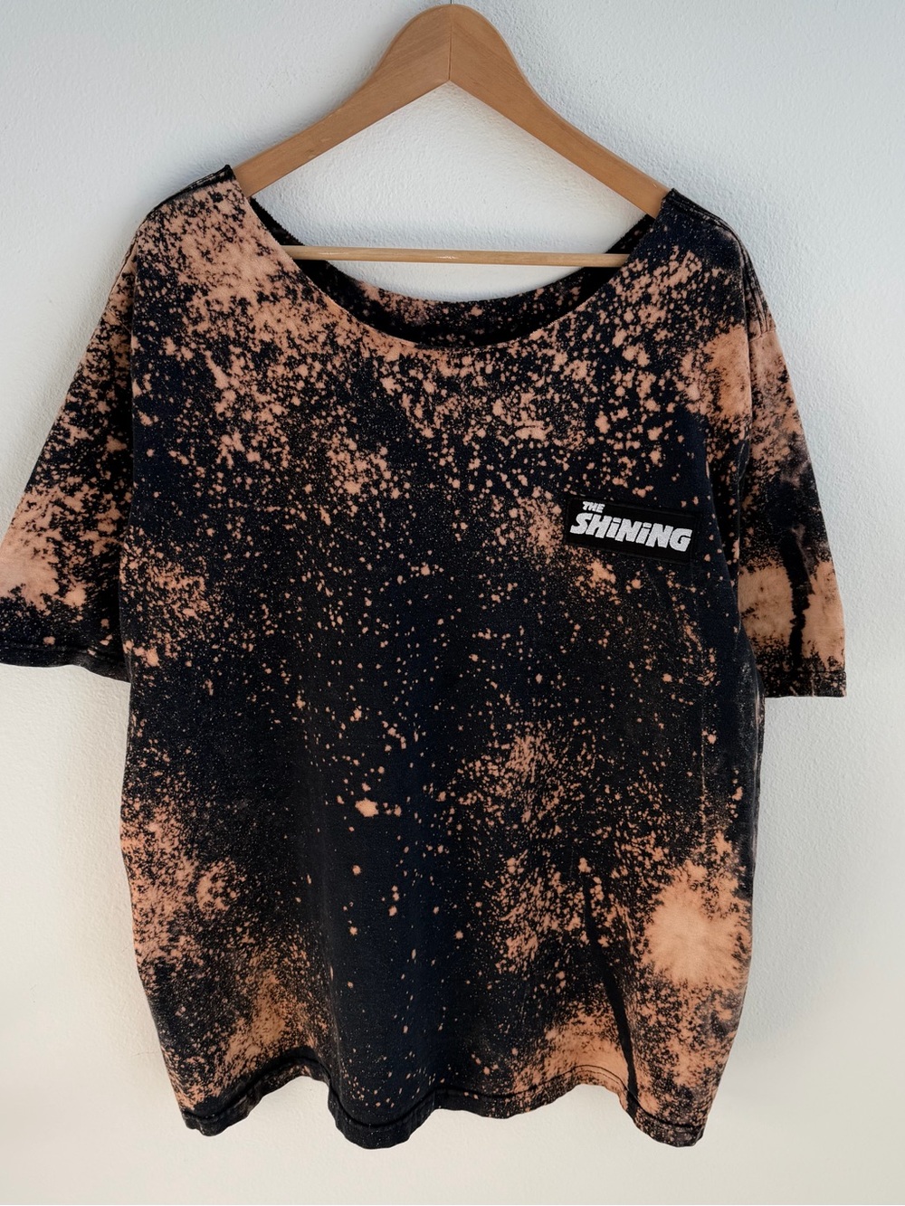Custom Bleached The Shining Graphic T-Shirt Horror Movie Off Shoulder Tee